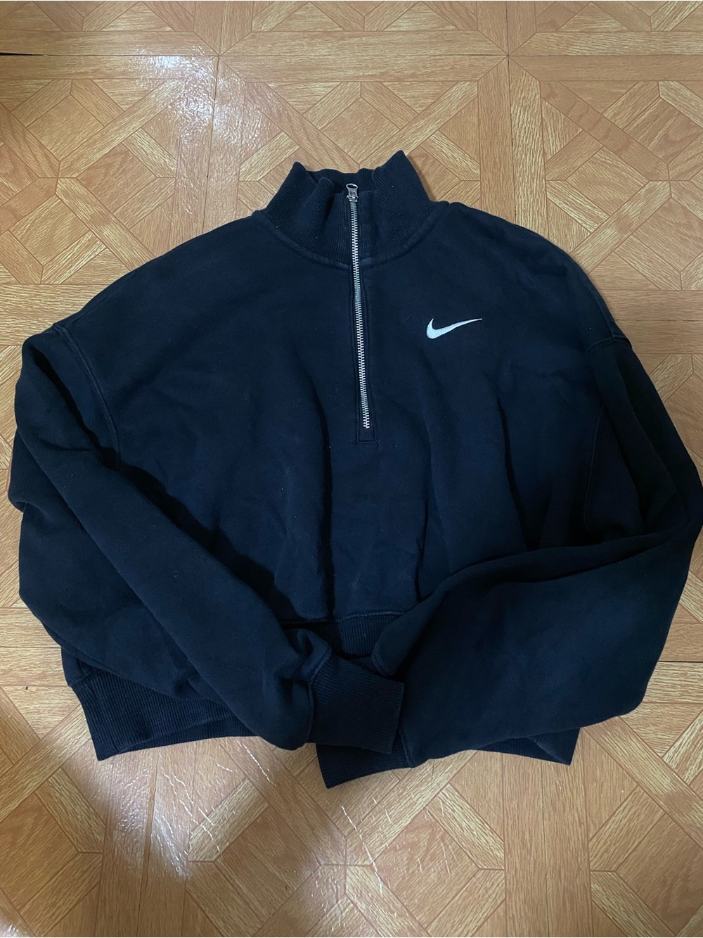 Nike Black Quarter-Zip Pullover with White Swoosh
